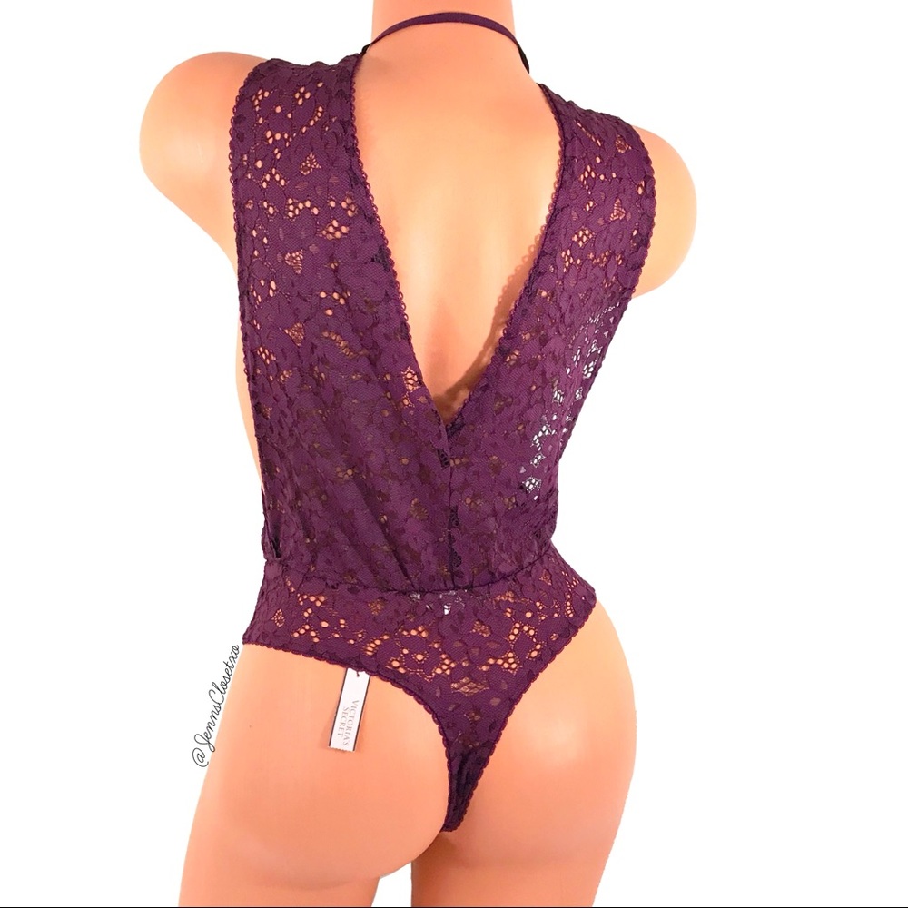 •Victoria’s Secret• Deep V Neck Plum Lace teddy - Picture 2 of 3